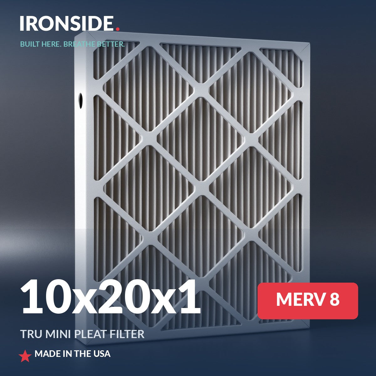 10x20x1 MERV 8 Tru Mini Pleat Air Filter — Ironside