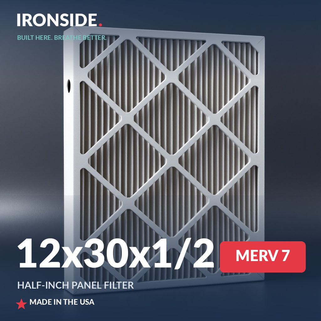 12x30x1/2 Half Inch Panel MERV 7 Air Filter — Ironside