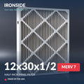 12x30x1/2 Half Inch Panel MERV 7 Air Filter — Ironside