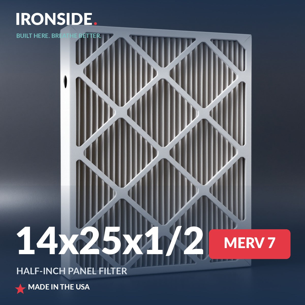 14x25x1/2 Half Inch Panel MERV 7 Air Filter — Ironside