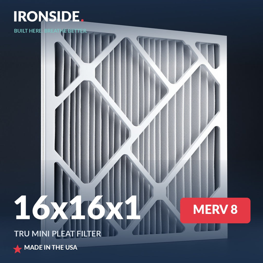 16x16x1 MERV 8 Tru Mini Pleat Air Filter — Ironside