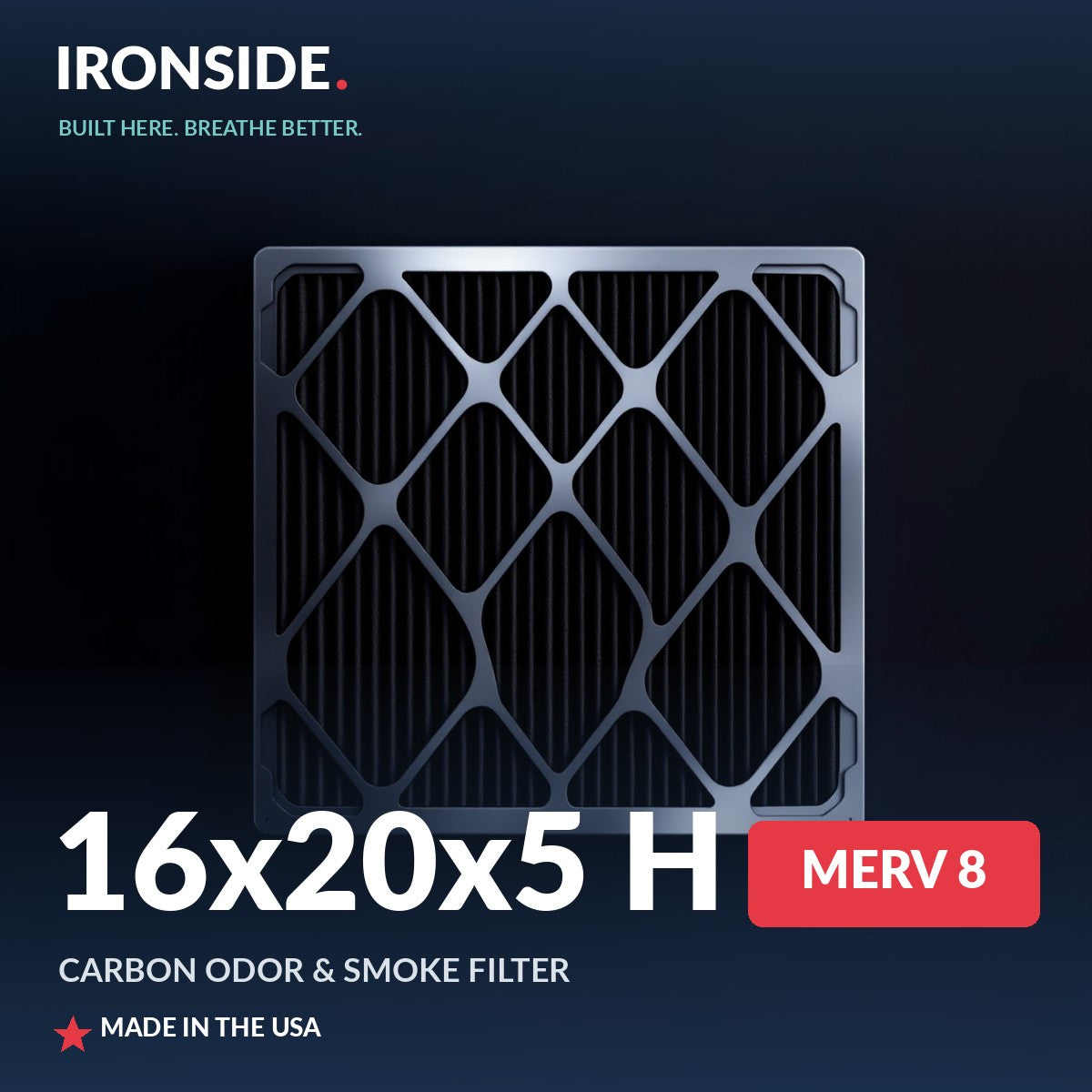 16x20x5 H MERV 8 P + Carbon Air Filter — Ironside
