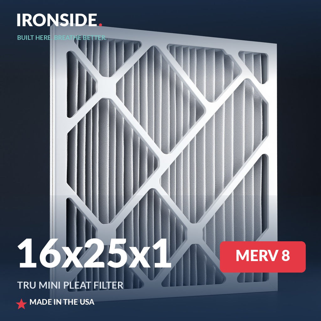 16x25x1 MERV 8 Tru Mini Pleat Air Filter — Ironside