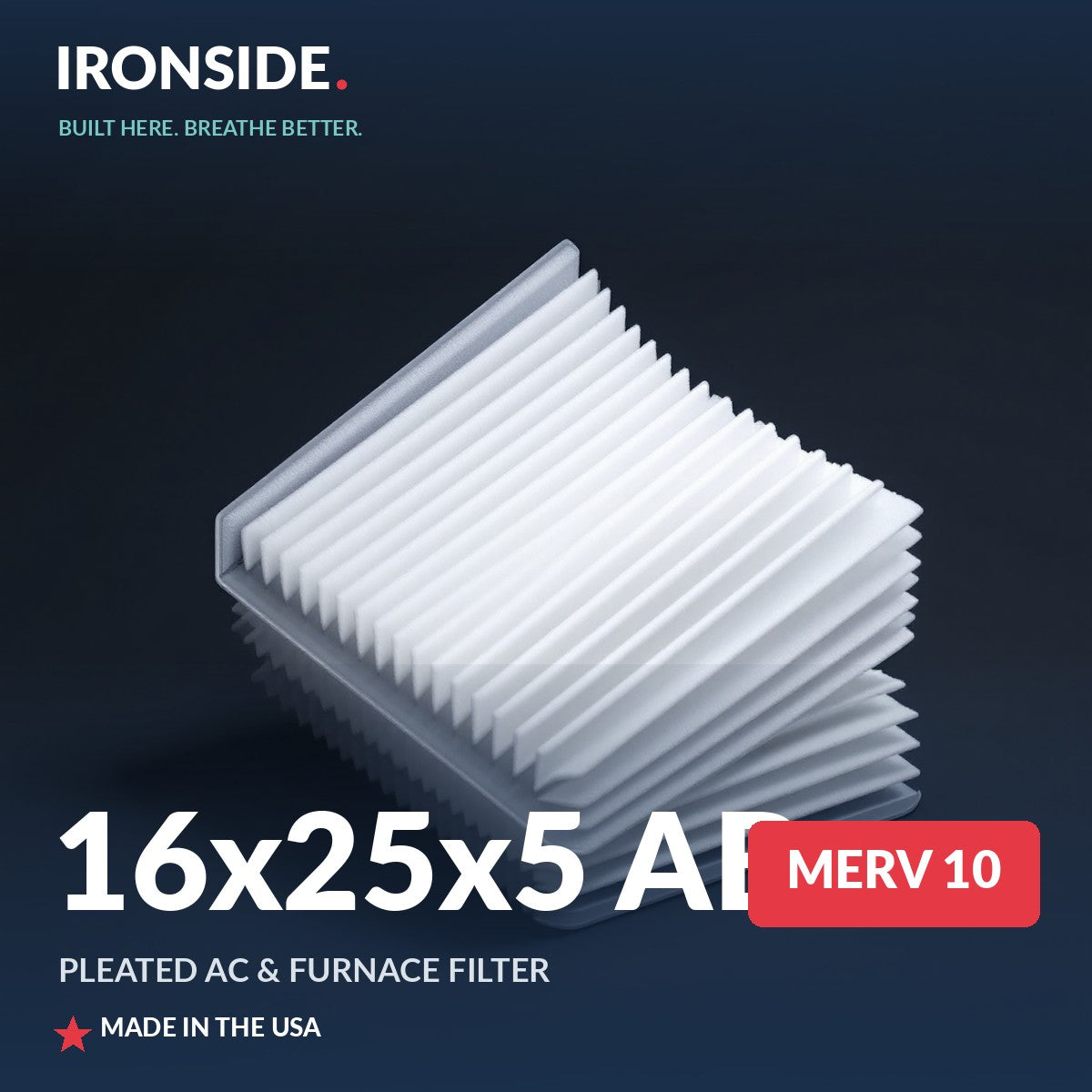 16x25x5 AB MERV 10 Air Filter — Ironside