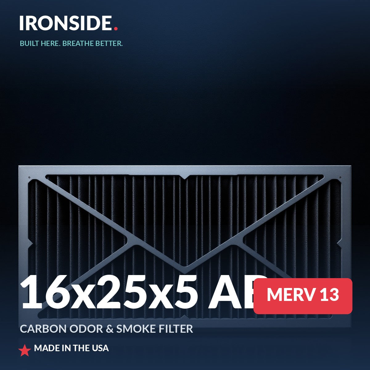 16x25x5 AB MERV 13 + Carbon Air Filter — Ironside