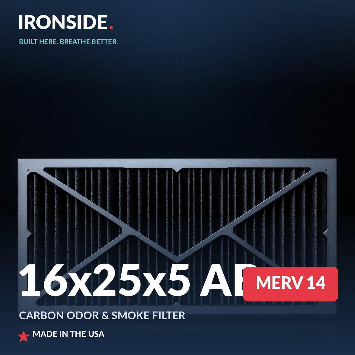16x25x5 AB MERV 14 + Carbon Air Filter — Ironside