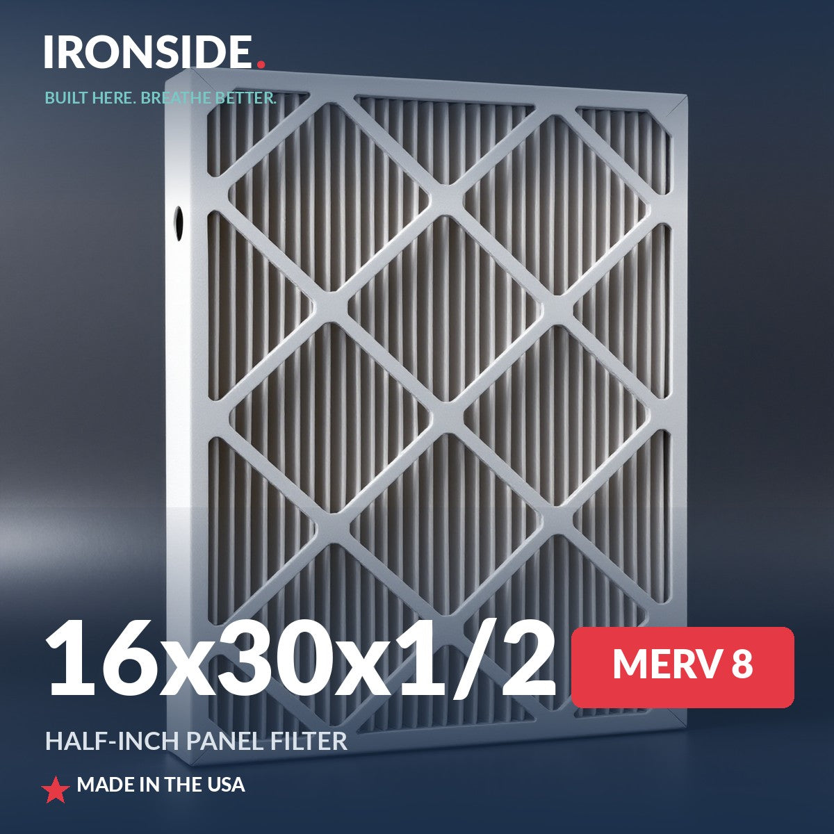 16x30x1/2 Half Inch Panel MERV 8 Air Filter — Ironside