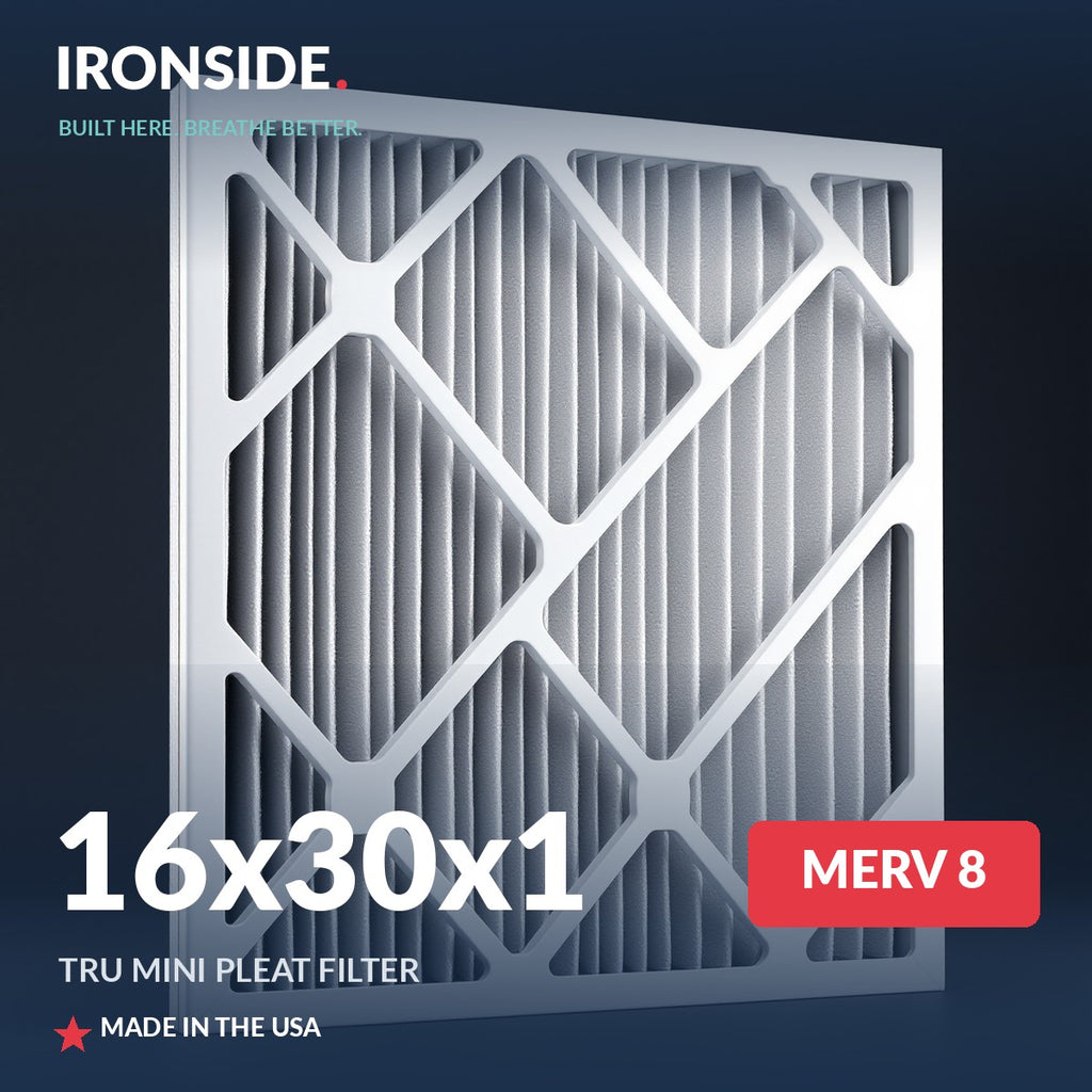 16x30x1 MERV 8 Tru Mini Pleat Air Filter — Ironside