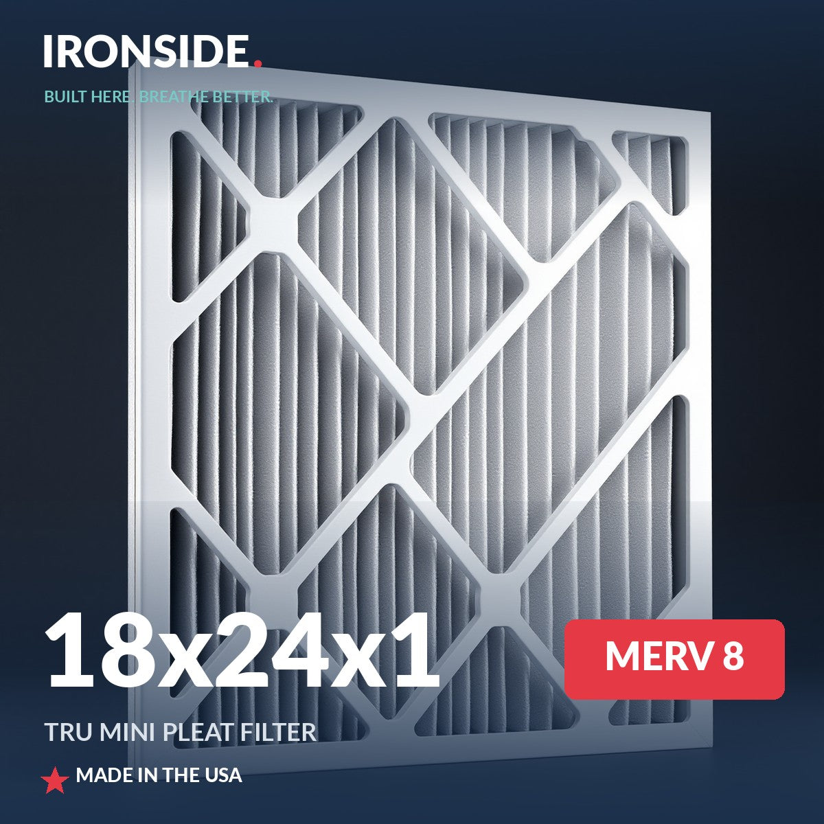 18x24x1 MERV 8 Tru Mini Pleat Air Filter — Ironside
