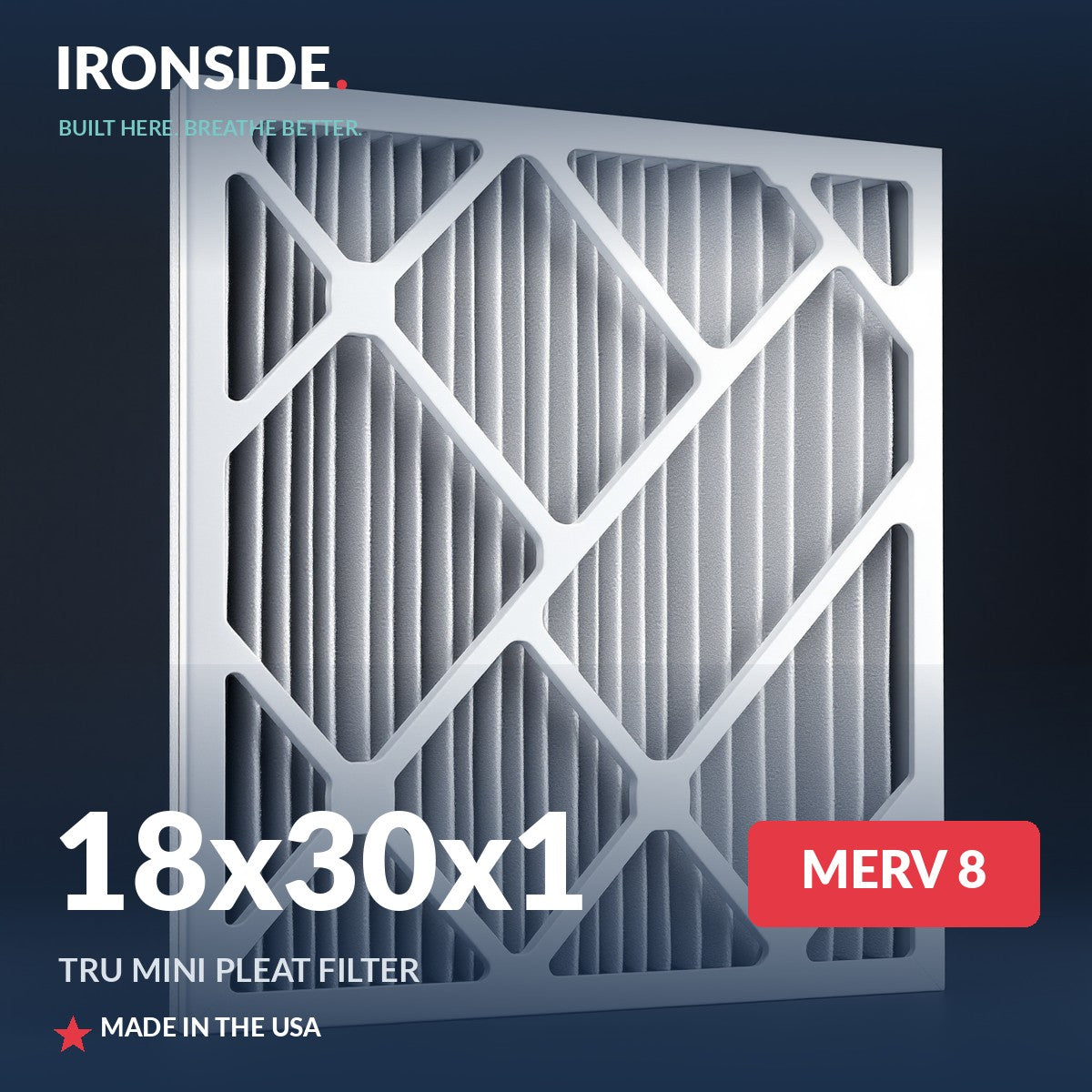 18x30x1 MERV 8 Tru Mini Pleat Air Filter — Ironside