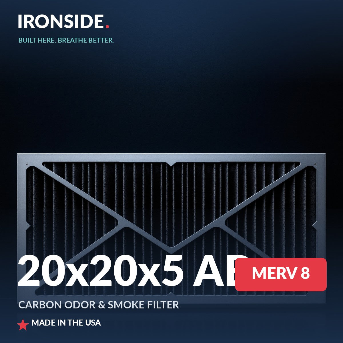20x20x5 AB MERV 8 Pure Carbon Air Filter — Ironside