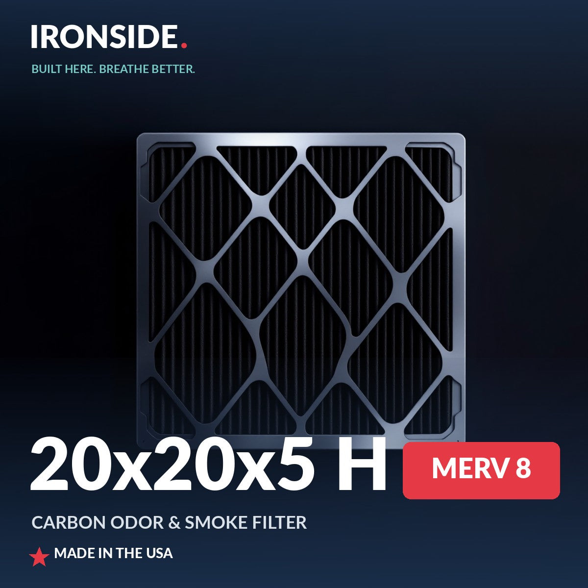 20x20x5 H MERV 8 P + Carbon Air Filter — Ironside