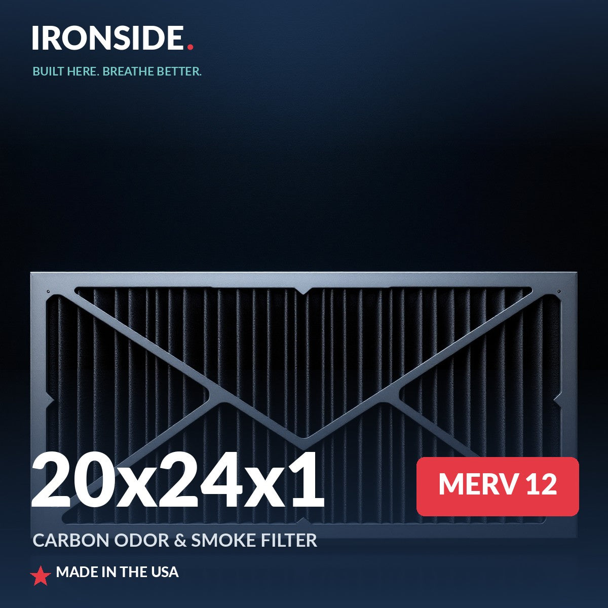 20x24x1 MERV 12 P + Carbon Air Filter — Ironside