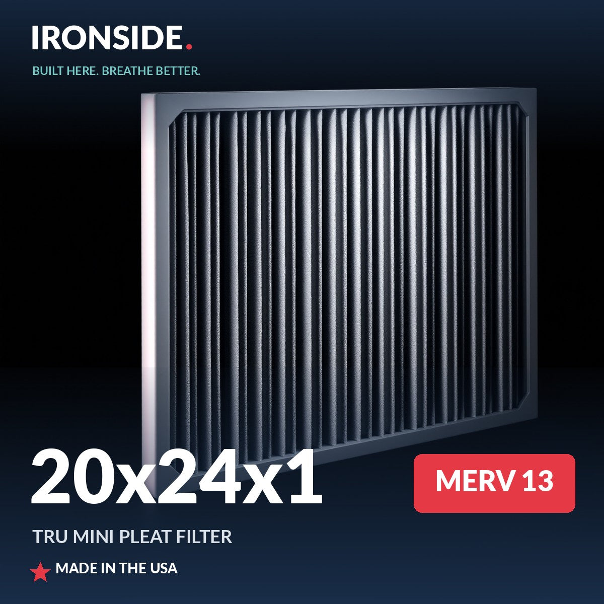 20x24x1 MERV 13 Tru Mini Pleat Air Filter — Ironside