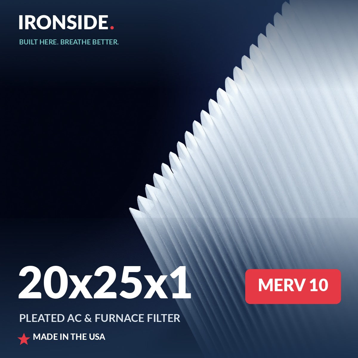 20x25x1 MERV 10 Air Filter — Ironside