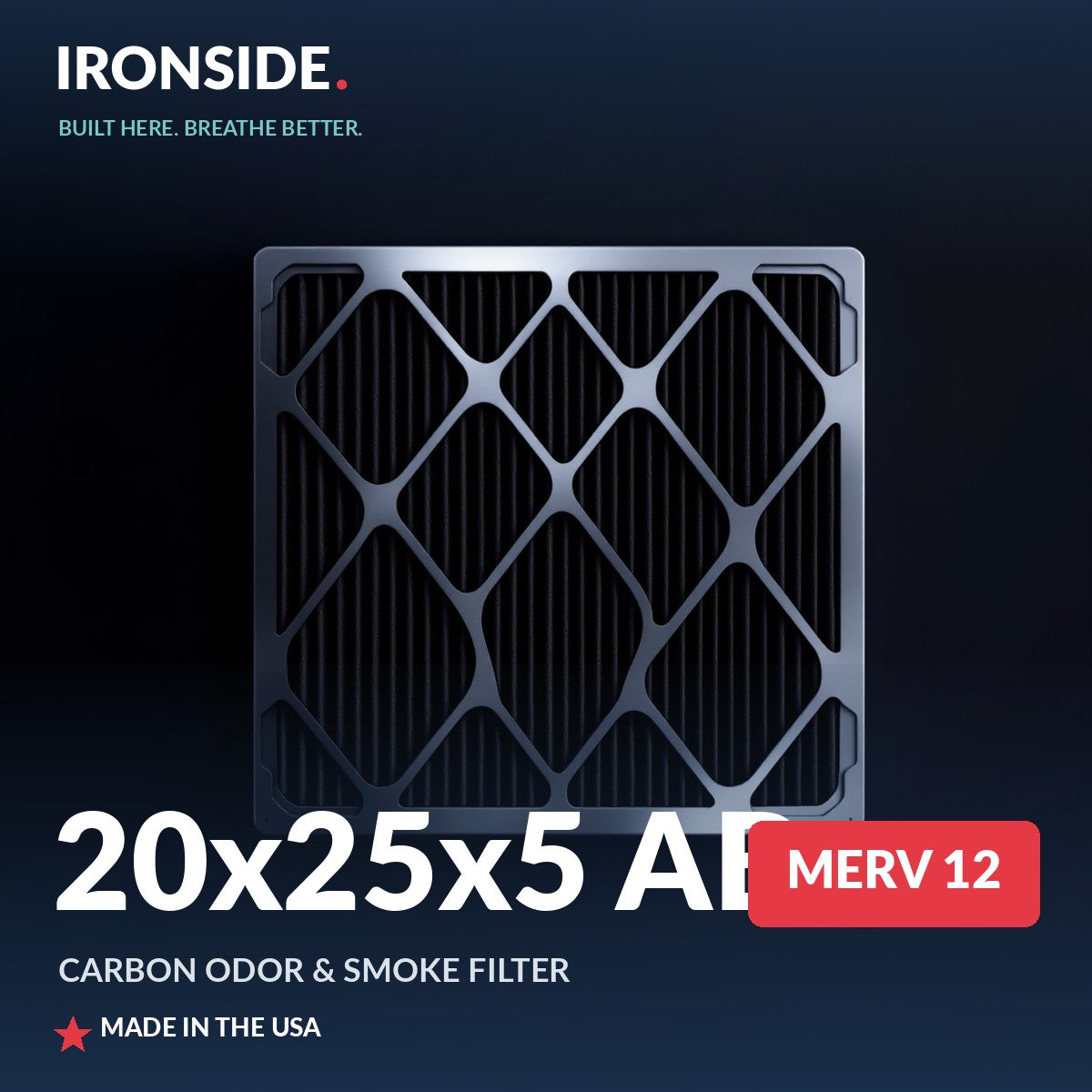20x25x5 AB MERV 12 P + Carbon Air Filter — Ironside