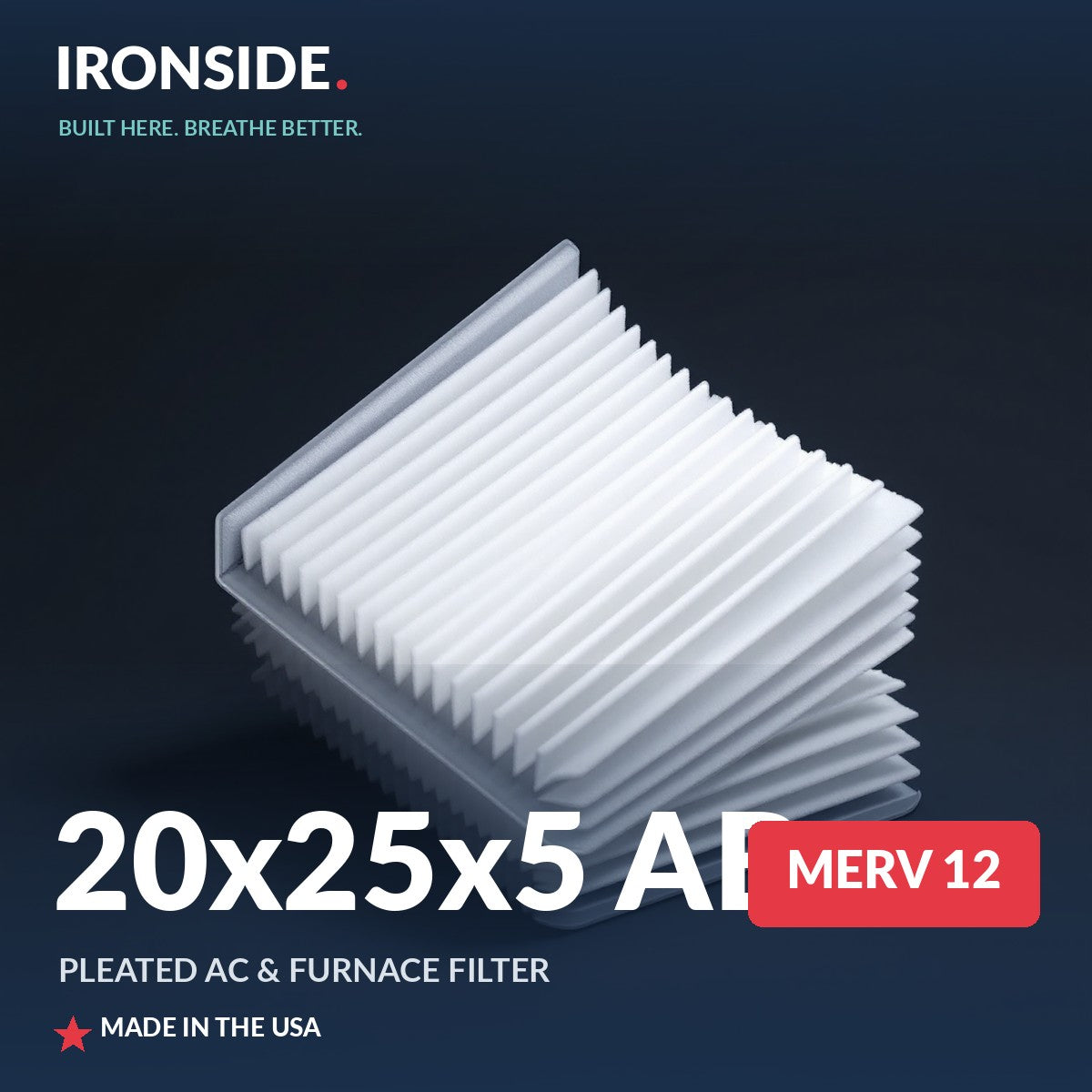 20x25x5 AB MERV 12 Air Filter — Ironside