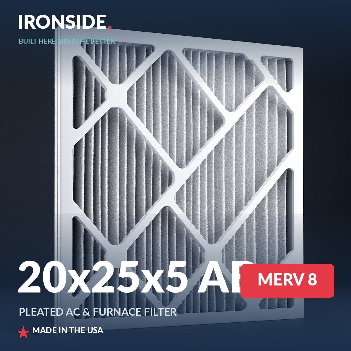 20x25x5 AB MERV 8 Air Filter — Ironside