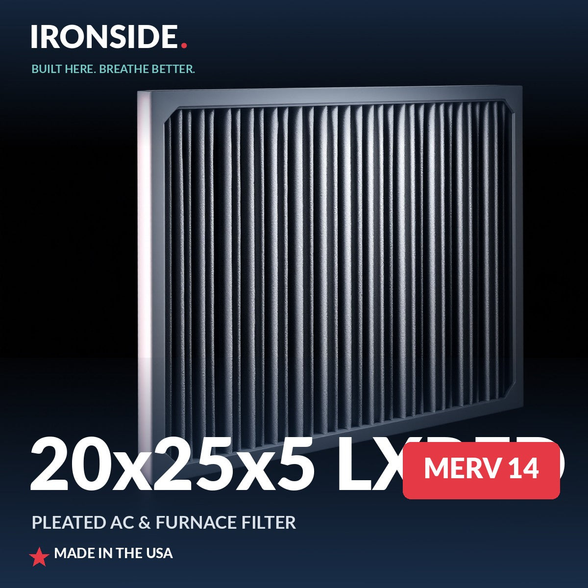 20x25x5 LXRED MERV 14 Air Filter — Ironside