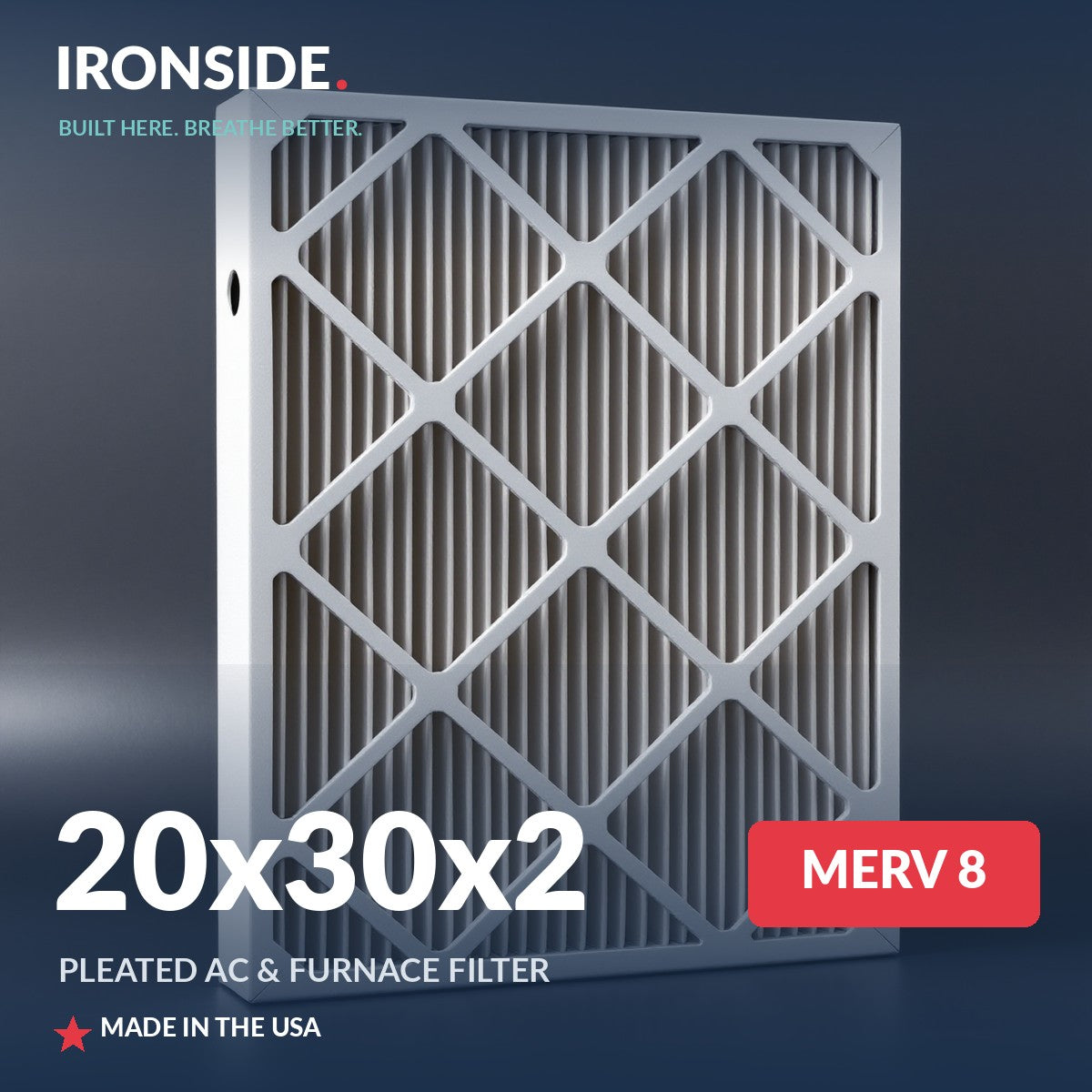 20x30x2 MERV 8 Air Filter — Ironside