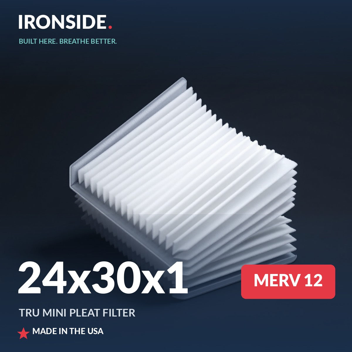 24x30x1 MERV 12 Tru Mini Pleat Air Filter — Ironside