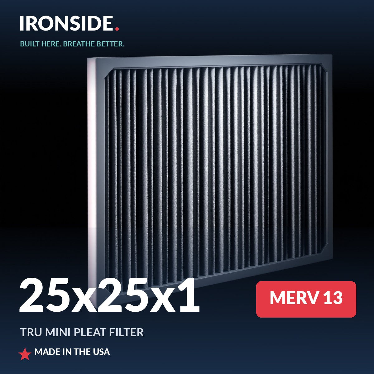 25x25x1 MERV 13 Tru Mini Pleat Air Filter — Ironside