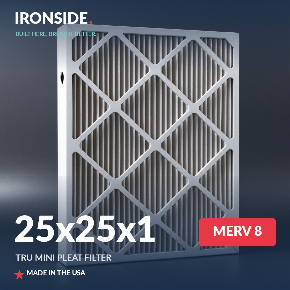 25x25x1 MERV 8 Tru Mini Pleat Air Filter — Ironside