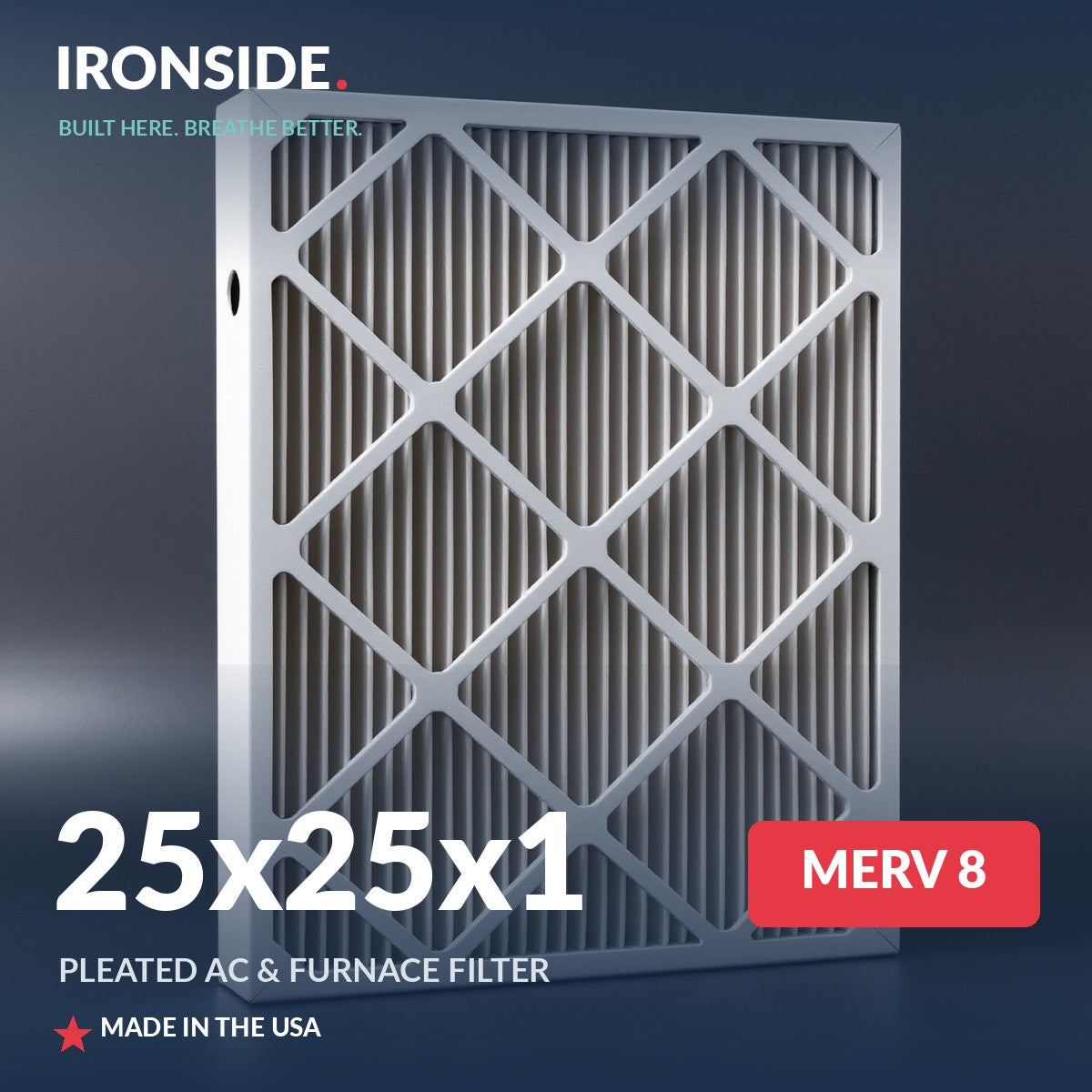 25x25x1 MERV 8 Air Filter — Ironside