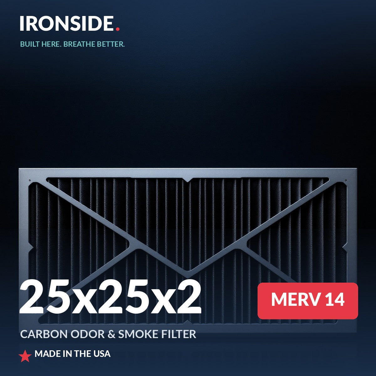 25x25x2 MERV 14 + Carbon Air Filter — Ironside