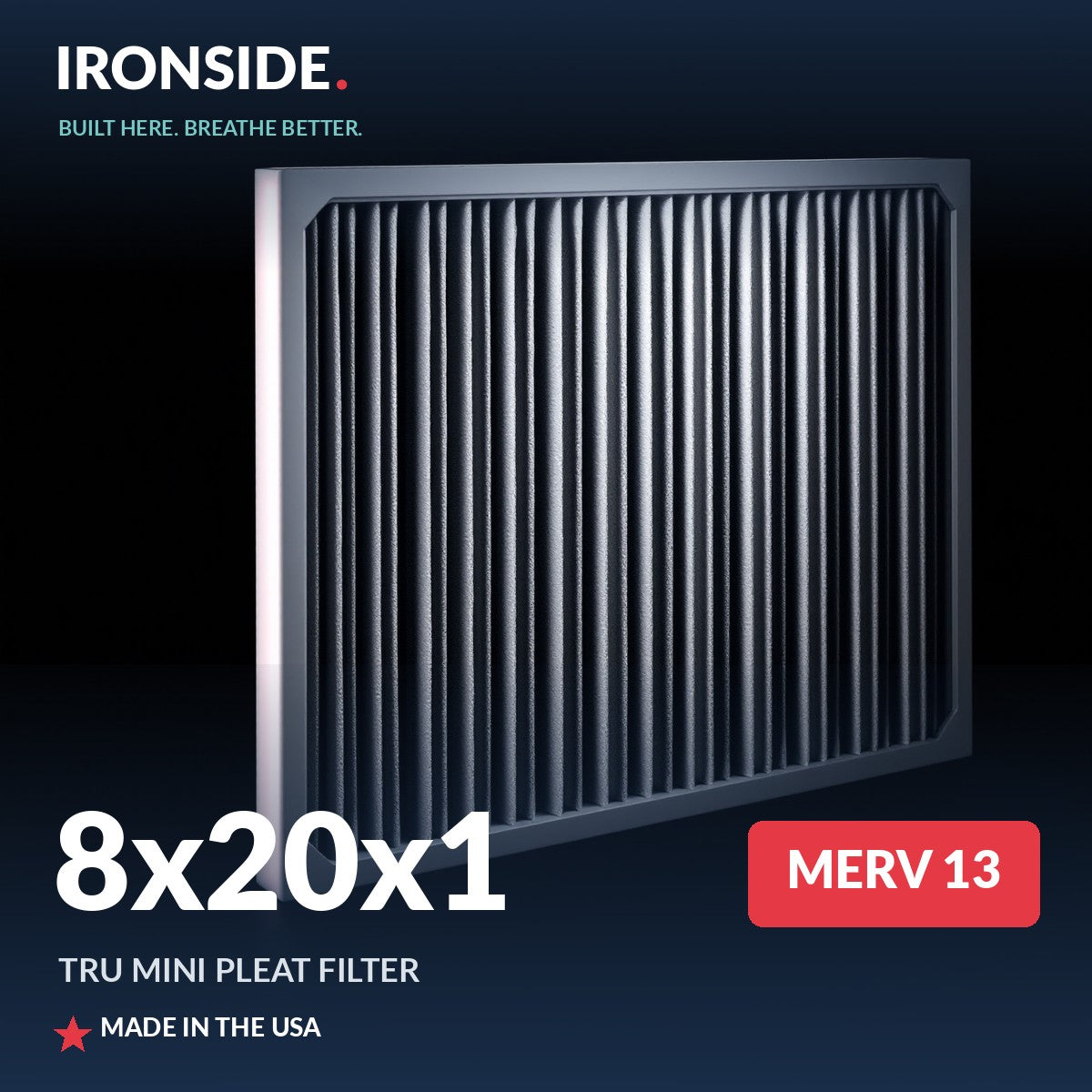 8x20x1 MERV 13 Tru Mini Pleat Air Filter — Ironside